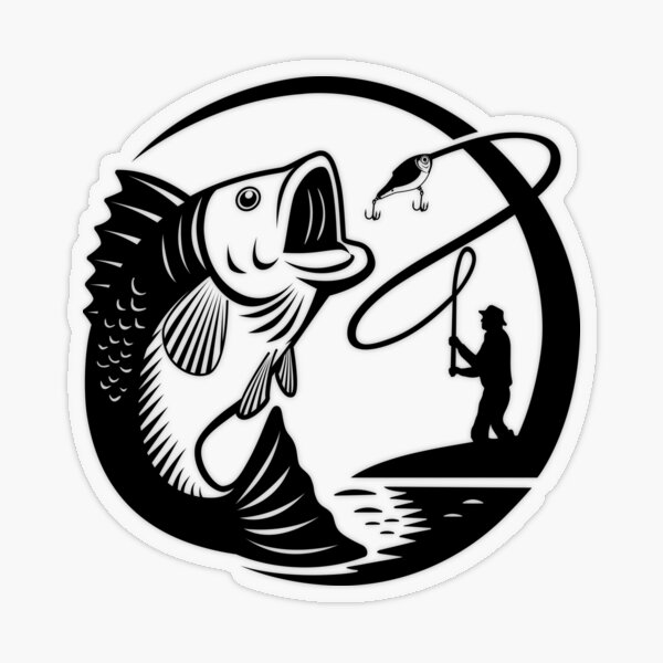 Bass Jumping Angler Fishing Bass Fishing Fisherman Catching Fish Sticker  for Sale by parimalbiswas