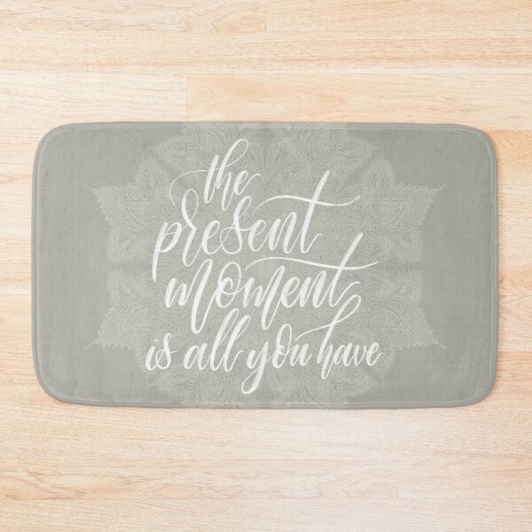 Item preview, Present Moment Handlettered Quote with Mandala | Mindfulness | Greige designed and sold by Nugget Of Happiness.