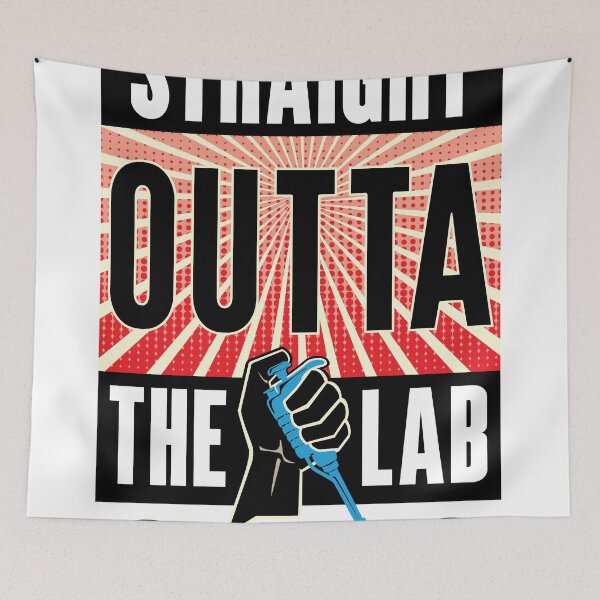 Item preview, Straight Outta the Lab - Pipette in Fist with DNA Red and Black Logo Design designed and sold by Zit-Zat-Zot.