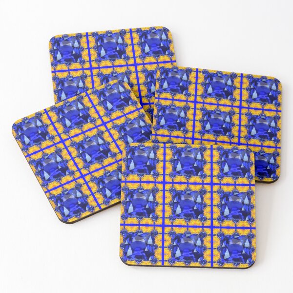 Item preview, ABSTRACT  BLUE SAPPHIRES GEMS & GOLDEN FLOWERS  PATTERNS ART  designed and sold by sharlesart.