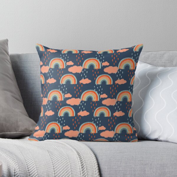 Rainbow Sky - dark blue Throw Pillow