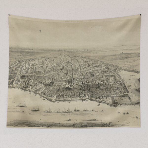 Item preview, Vintage Pictorial Map of Antwerp Belgium (1852) designed and sold by BravuraMedia.