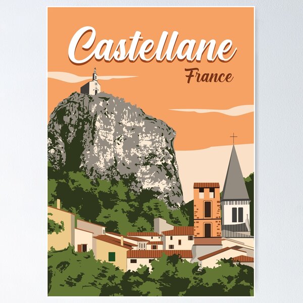 Item preview, Castellane France Travel illustration designed and sold by louzaartist.