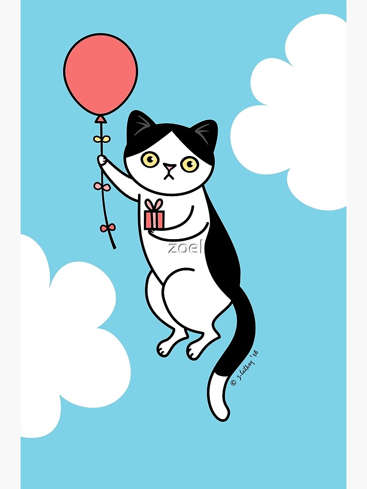 Carte De Vœux Chat D Anniversaire Noir Et Blanc Par Zoel Redbubble