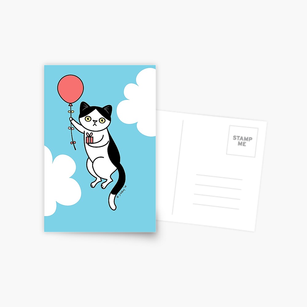 Carte De Vœux Chat D Anniversaire Noir Et Blanc Par Zoel Redbubble