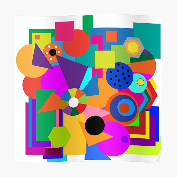 multicolor 80s psychedelic art abstract pattern Poster