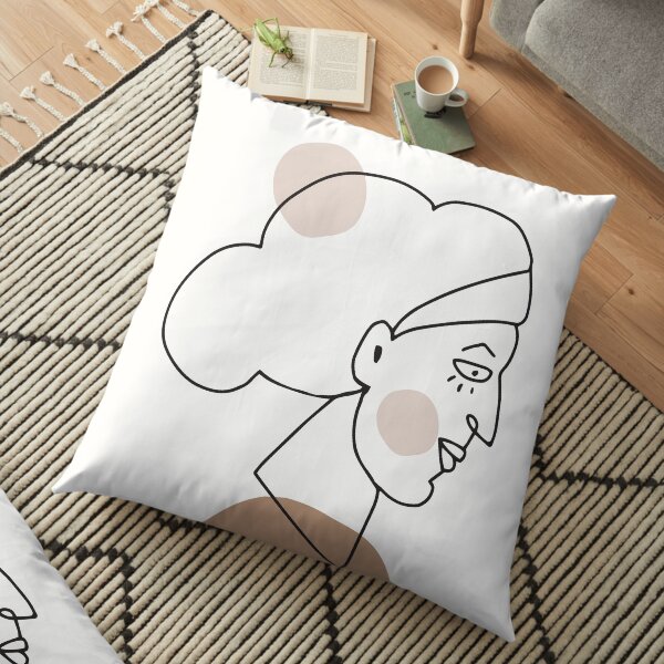 Minimal Abstract Woman Line Art Floor Pillow