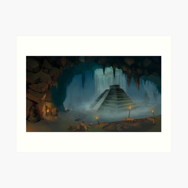 Mayan Temple Cavern Art Print