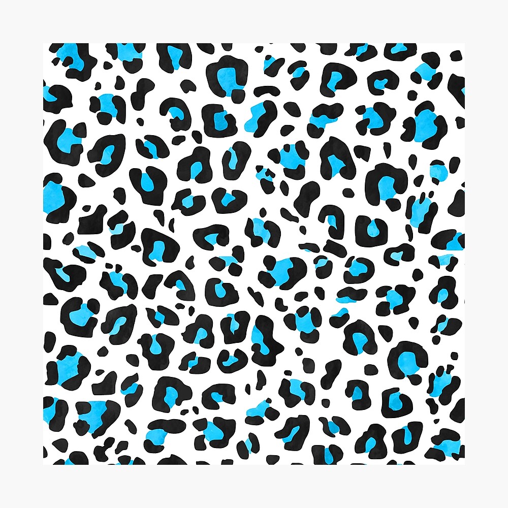 Bright Blue, Black White Print All Over Animal Pattern" Poster Sale by Bumblefuzzies | Redbubble
