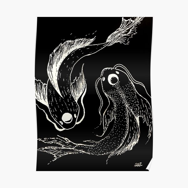 yin and yang koi fish Poster