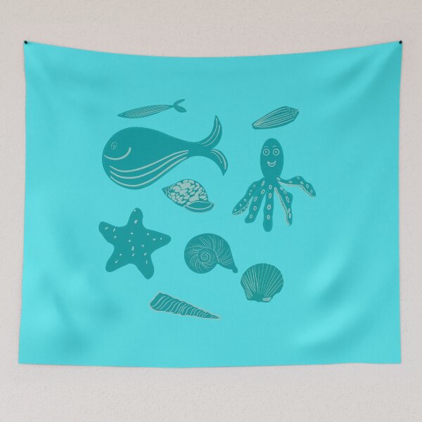 Item preview, Beach Fish Octopus Whale Starfish And Seashells  designed and sold by Lartheviking.