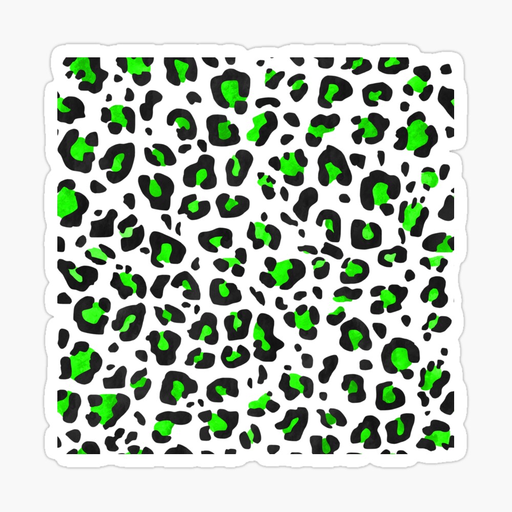 Green, Black and White Leopard Print All Over Animal Pattern | Poster