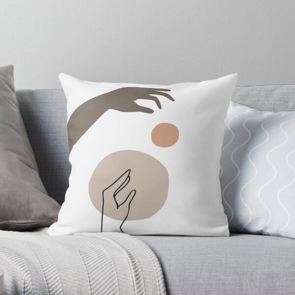 Minimal Abstract Hands Line Art Throw Pillow