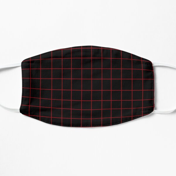 Black and Red Grid Aesthetic Pattern Flat Mask