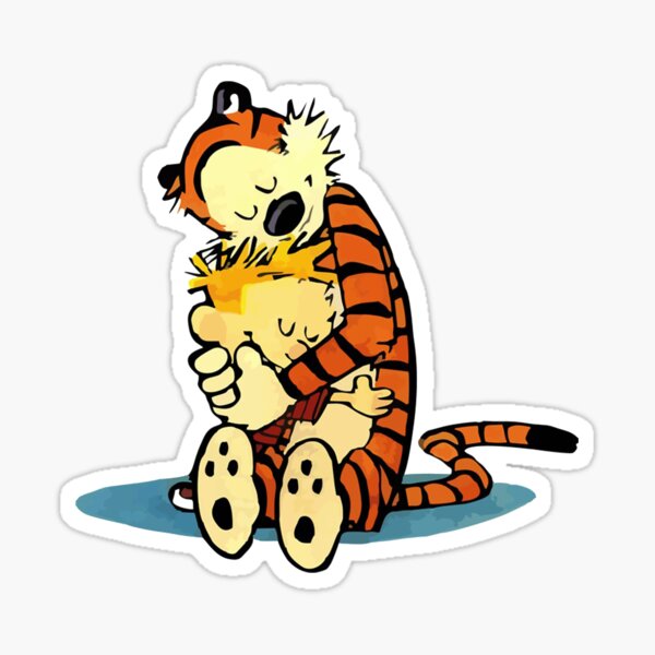 calv and friend hug 21 Sticker