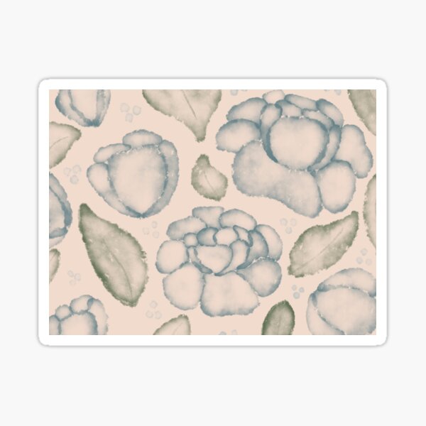 Blue Peony Watercolor Sticker