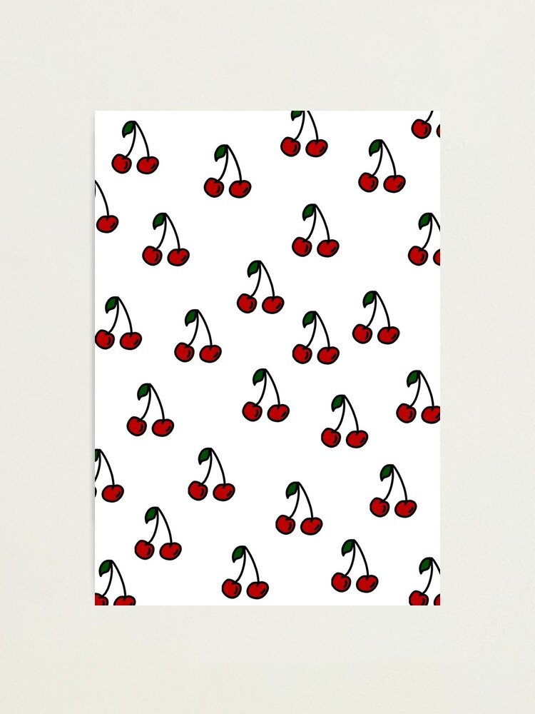 Cherries fruits cherry aesthetic background red | Photographic Print