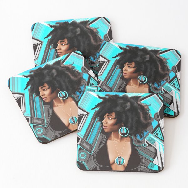 Item preview, Black is Beautiful Blue brown and White Abstract portrait designed and sold by smARTwork.