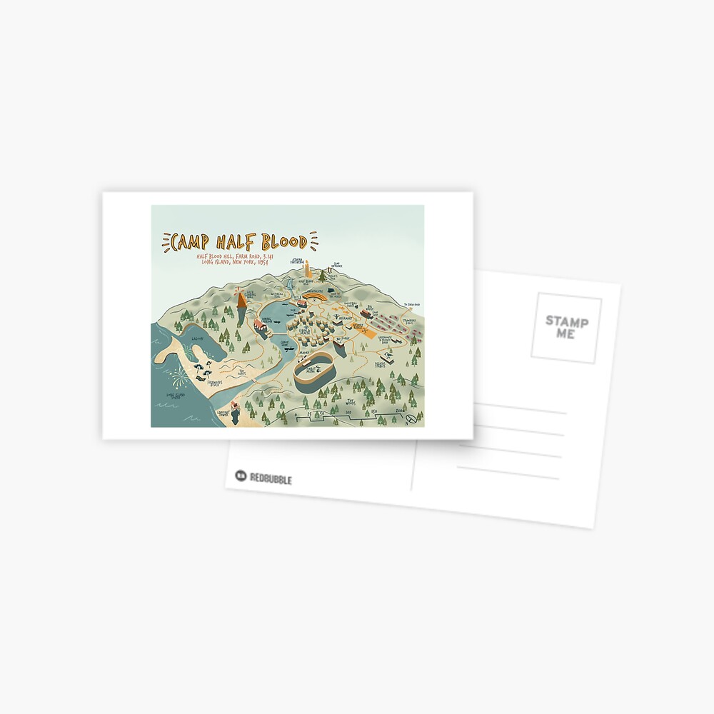 Map of Camp Half Blood Postcard for Sale by roxxell l