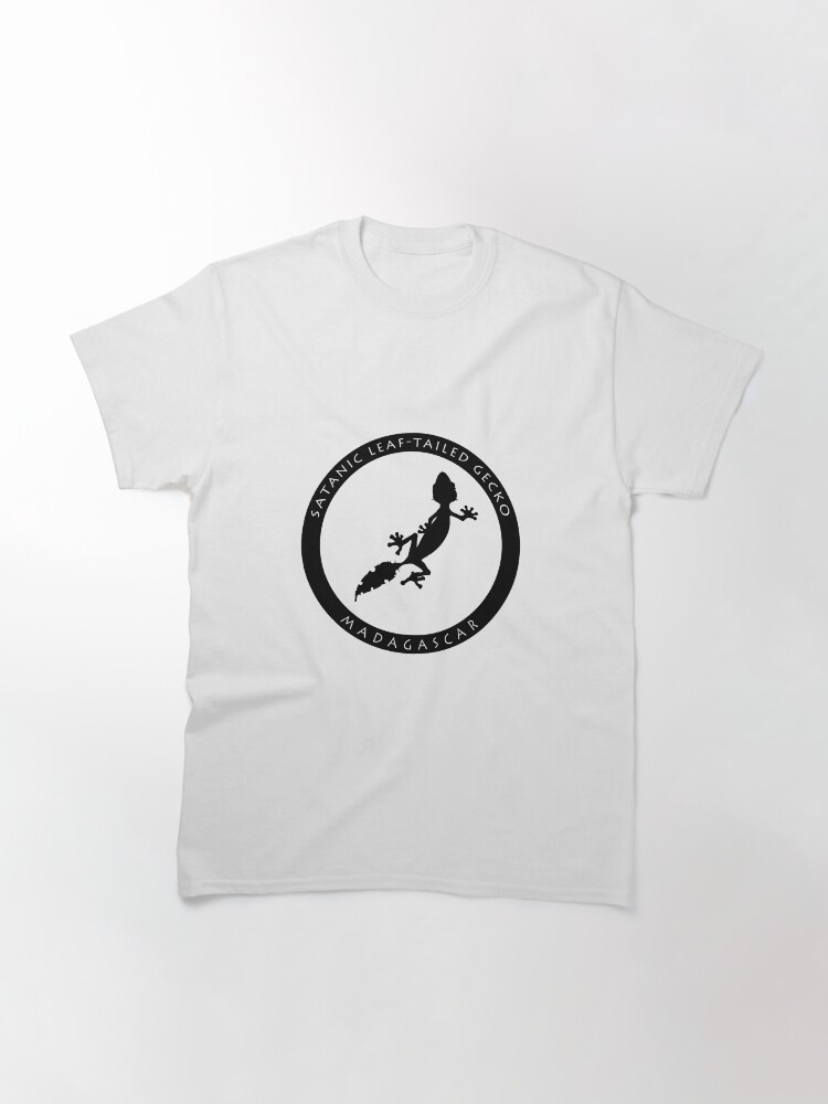 Thumbnail 3 of 7, Classic T-Shirt, Satanic leaf-tailed gecko Madagascar wildlife - black print designed and sold by 12images.