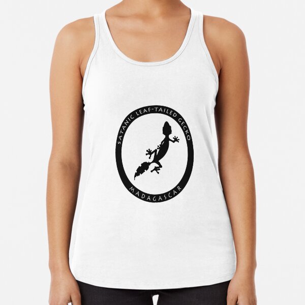 Satanic leaf-tailed gecko Madagascar wildlife - black print Racerback Tank Top