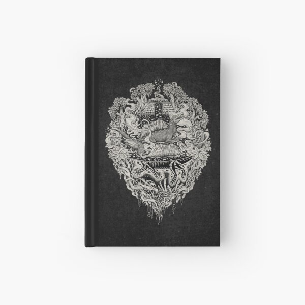 Sunken Temple of the Spinosaurus || Monochrome || Dinosaur Science Fiction Art Hardcover Journal