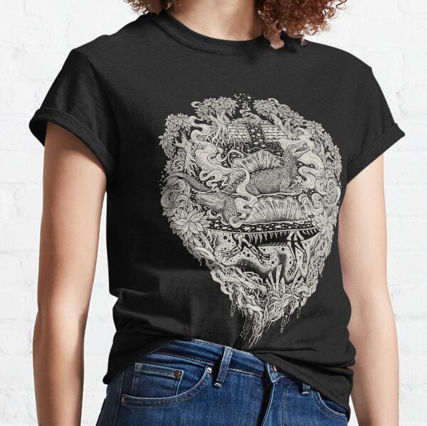 Sunken Temple of the Spinosaurus || Monochrome || Dinosaur Science Fiction Art Classic T-Shirt