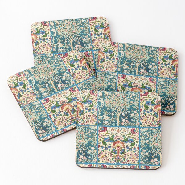 Item preview, POMEGRANATE TREE BIRDS, FLOWERS, GREEN LEAVES  Art Nouveau Floral Tiles designed and sold by BulganLumini.