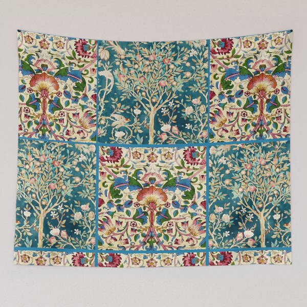Item preview, POMEGRANATE TREE BIRDS, FLOWERS, GREEN LEAVES  Art Nouveau Floral Tiles designed and sold by BulganLumini.