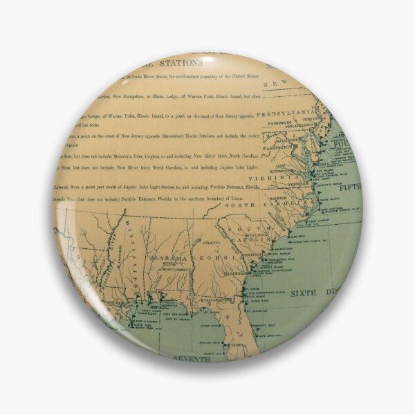 Item preview, Vintage Atlantic and Gulf Coast Lighthouse Map (1898) designed and sold by BravuraMedia.