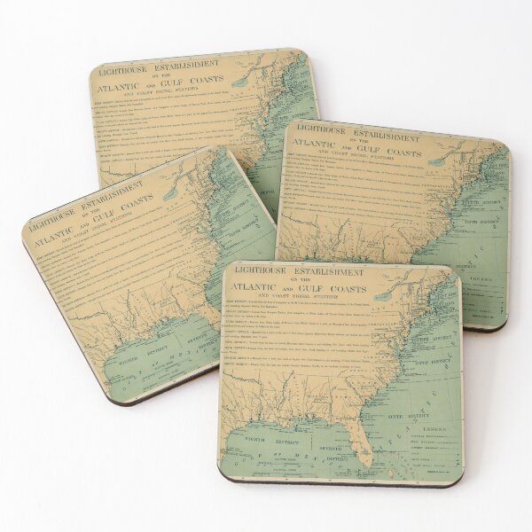 Item preview, Vintage Atlantic and Gulf Coast Lighthouse Map (1898) designed and sold by BravuraMedia.