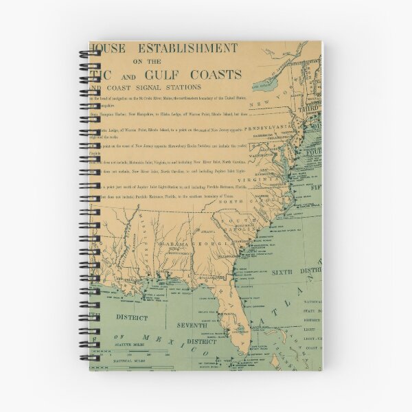 Item preview, Vintage Atlantic and Gulf Coast Lighthouse Map (1898) designed and sold by BravuraMedia.