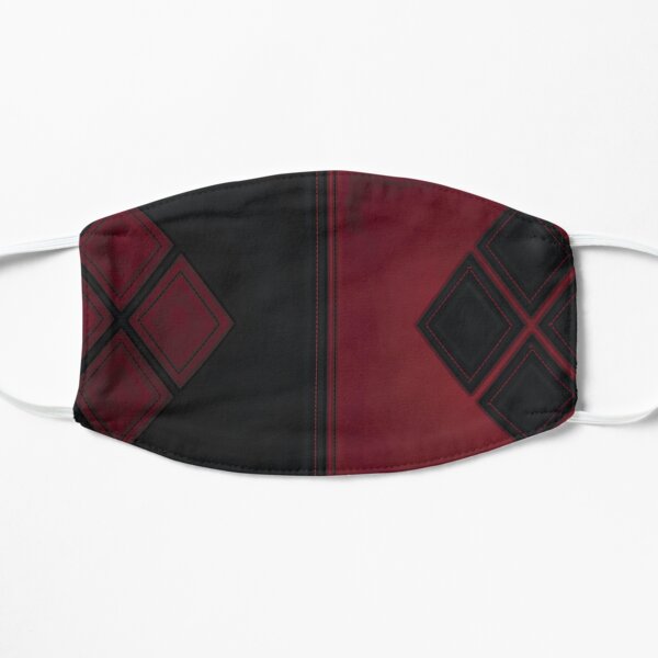 Patchwork Red & Black Leather Effect Motley with Diamond Patches 4 Flat Mask