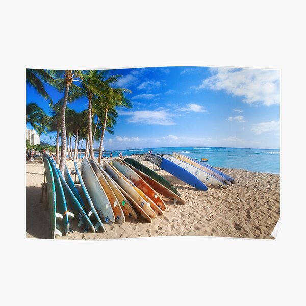 Waikiki Surfboards Poster
