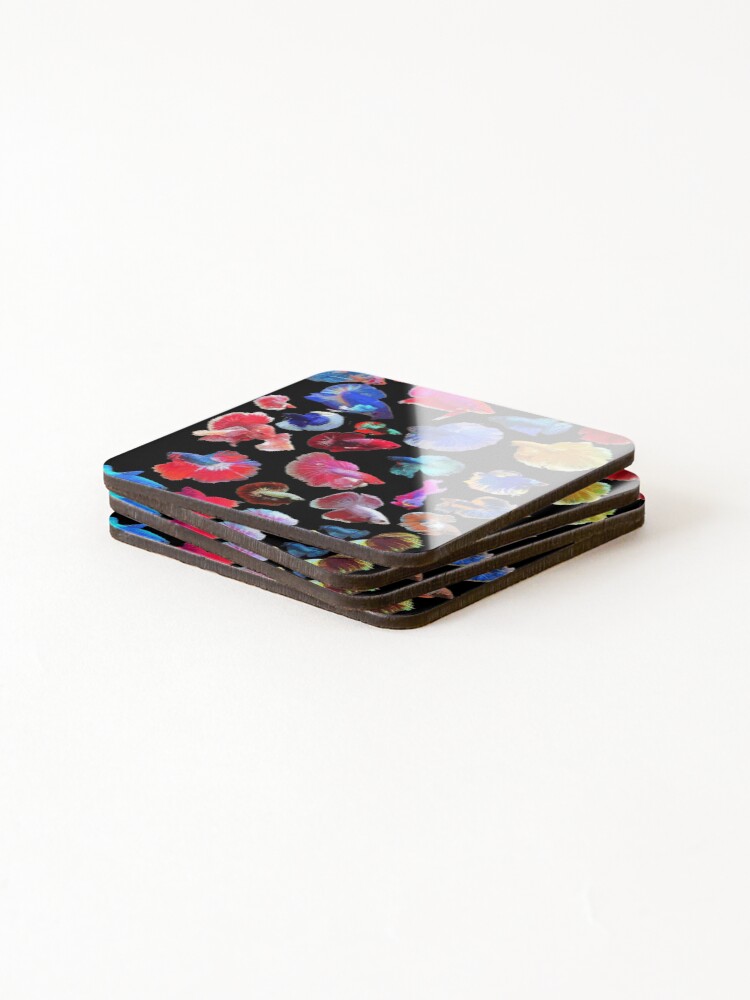 Thumbnail 4 of 5, Coasters (Set of 4), Betta Sticker Collection designed and sold by GFishy.