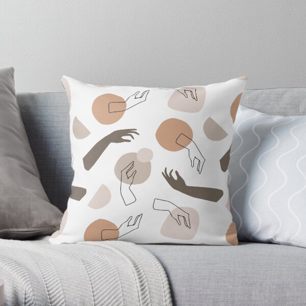 Hands Pattern Minimal Abstract Throw Pillow