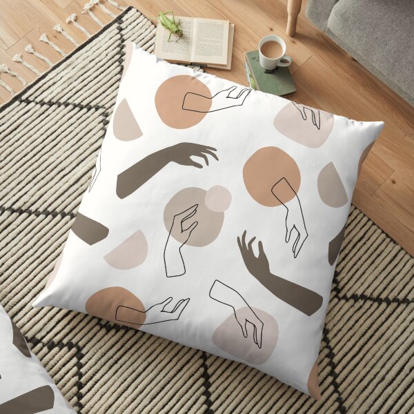 Hands Pattern Minimal Abstract Floor Pillow