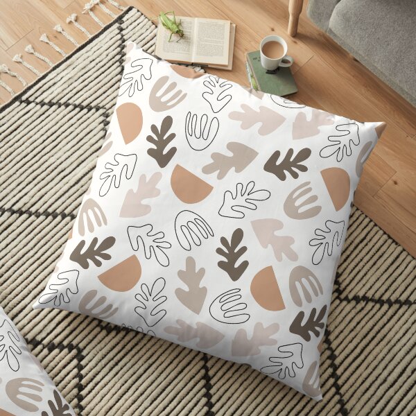Leaves Shapes Pattern Minimal Abstract Floor Pillow