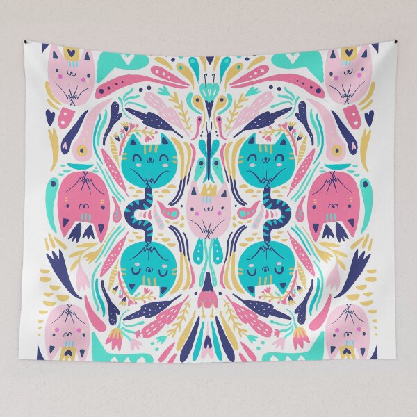 Item preview, Cats and flowers pattern designed and sold by mjdaluz.