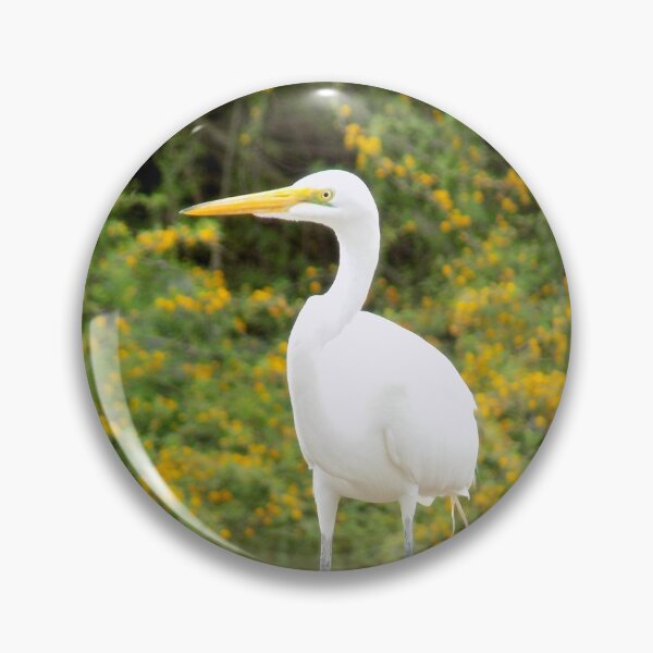 Item preview, Great Egret (Ardea alba) with Yellow Blooms designed and sold by Inuyasha907.