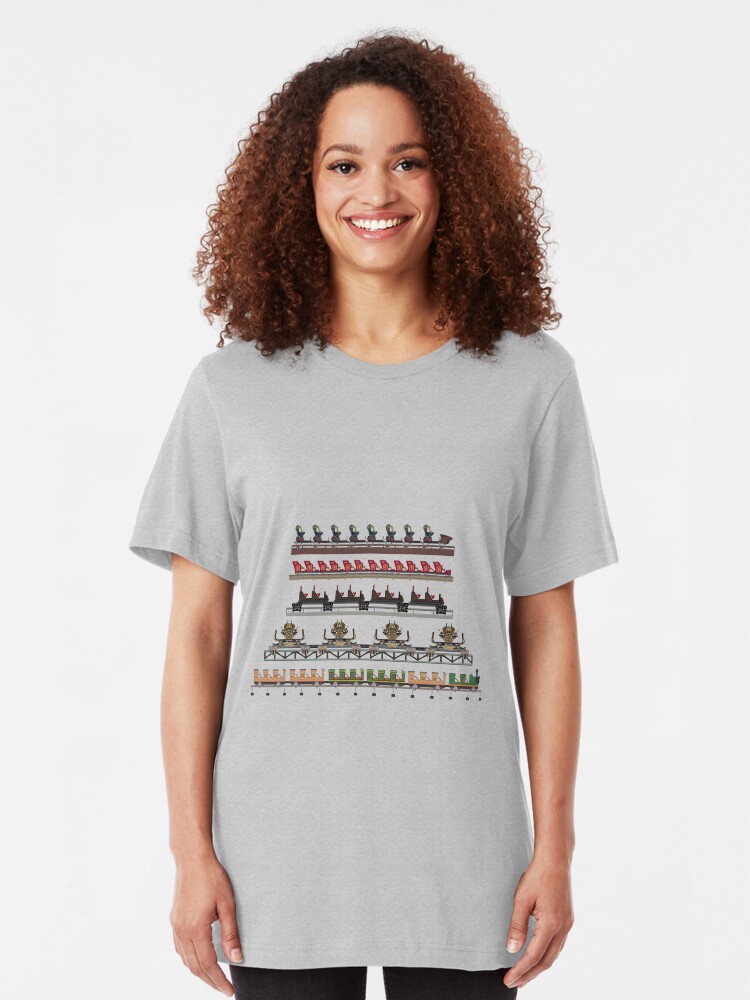Alternate view of Silver Dollar City Coaster Trains Design Slim Fit T-Shirt