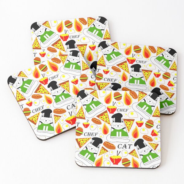 Item preview, Chef cat with junk food designed and sold by Fluffpotsdesign.