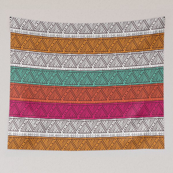 Item preview, Boho Design - green, orange white and pink triangles designed and sold by TheWhiteRhyno.