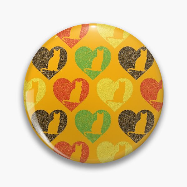 Item preview, Cats in Red, Black, Green, Yellow Hearts On A Orange Background Circle Design designed and sold by Pierre Bernard Jr.