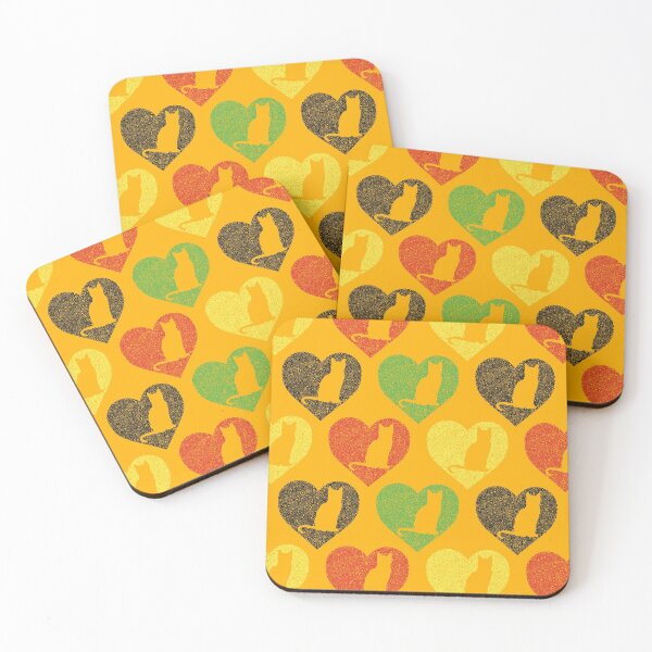 Item preview, Cats in Red, Black, Green, Yellow Hearts On A Orange Background Circle Design designed and sold by Pierre Bernard Jr.