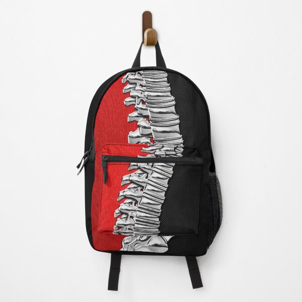 Item preview, Memento Mori - Silver Human Backbone over Red and Black Canvas designed and sold by Serge Averbukh Art Studio.