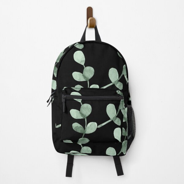 Item preview, Simple eucalyptus pattern on black designed and sold by adiosmillet.