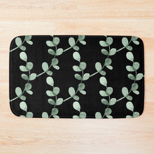 Item preview, Simple eucalyptus pattern on black designed and sold by adiosmillet.