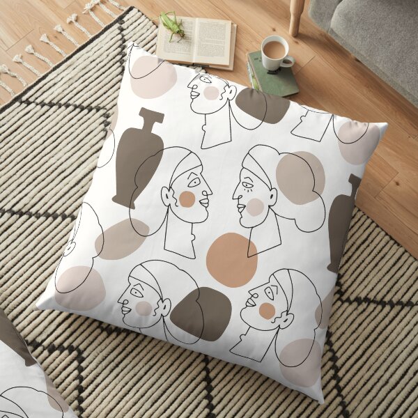 Minimal Abstract Face Pattern Floor Pillow