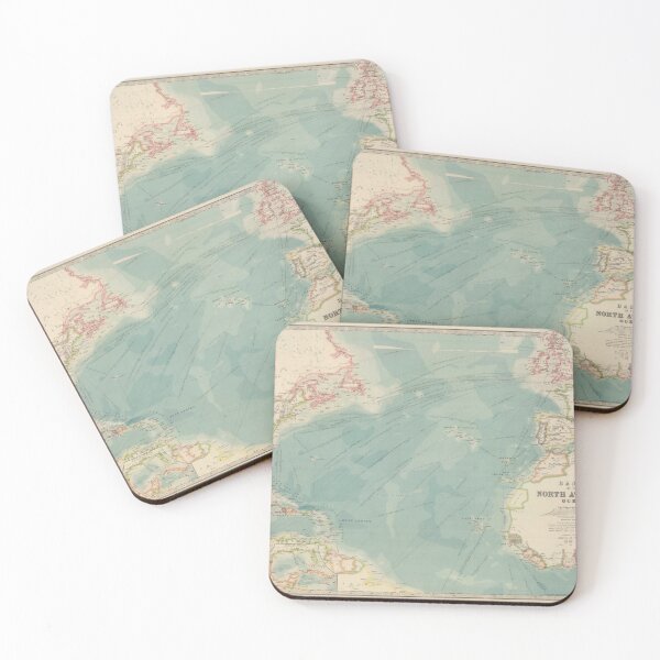 Item preview, Vintage Atlantic Ocean Travel Routes and Timeline Map (1912) designed and sold by BravuraMedia.